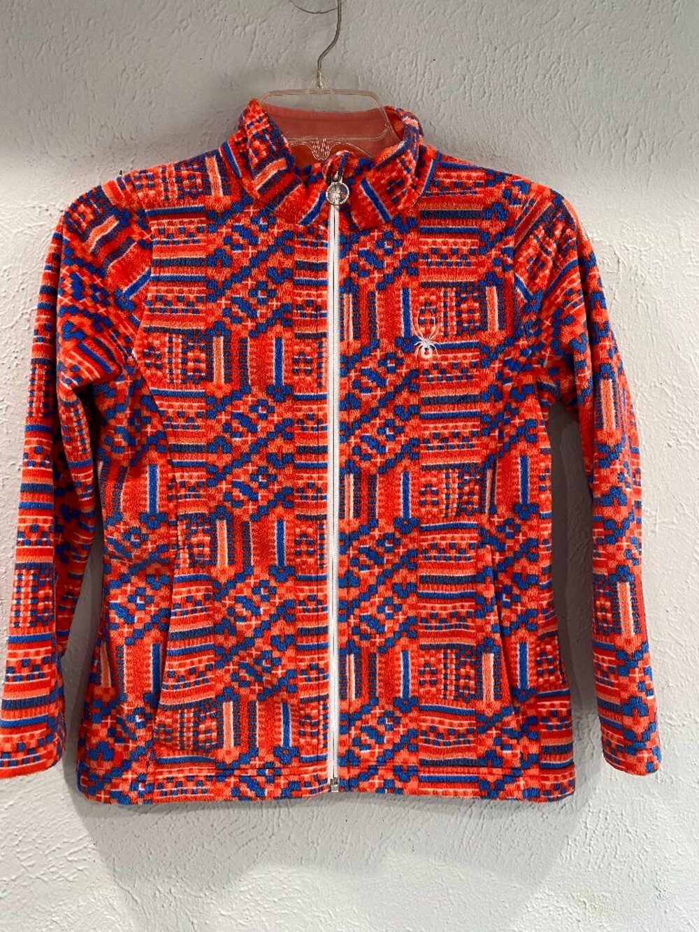 Spyder NWOT girl's size M 10/12 Celeste Fleece jacket in orange, blue, and white